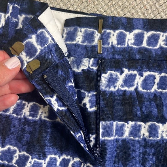 J. Crew Womens Size 4 Linen Cotton Blend Tie Dye Printed Chino Shorts Blue 1664 - Picture 6 of 12